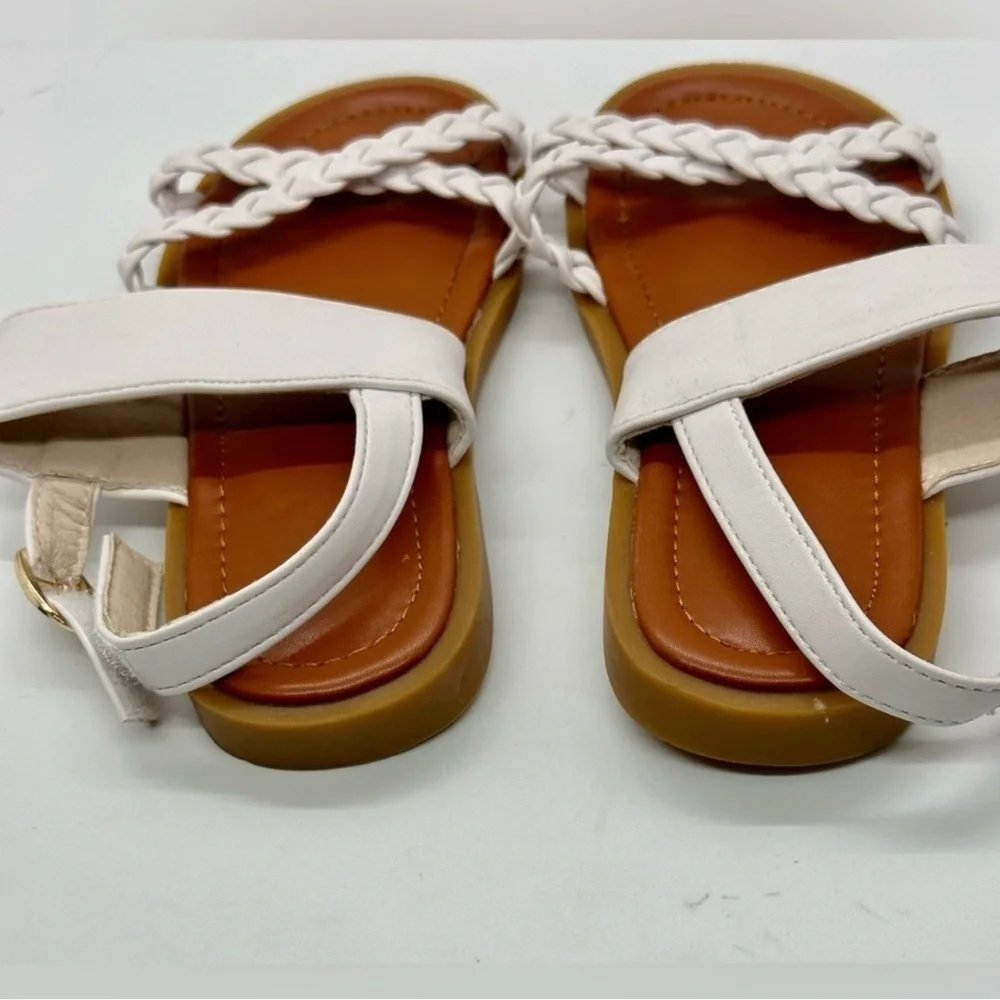 Toddler Girl's White Criss Cross Multi Strap Roped Sandals - Picture 5 of 5